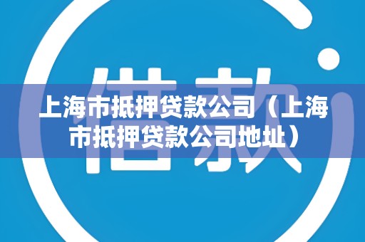 上海市抵押贷款公司（上海市抵押贷款公司地址）